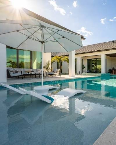 Luxury outdoor pool and living space